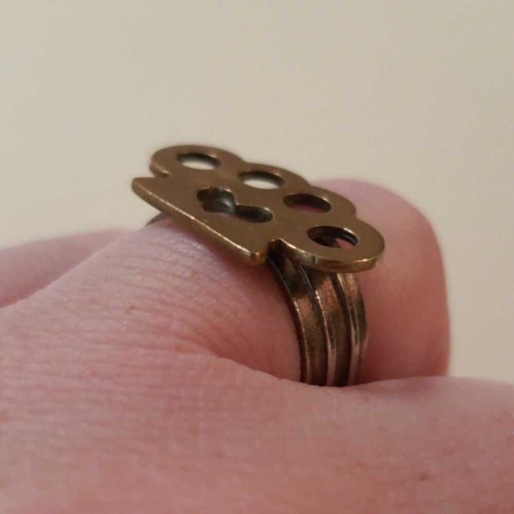 Handmade Brass & Argentium Silver "Brass Knuckle" Ring, size 7.25 - Picture 4 of 5